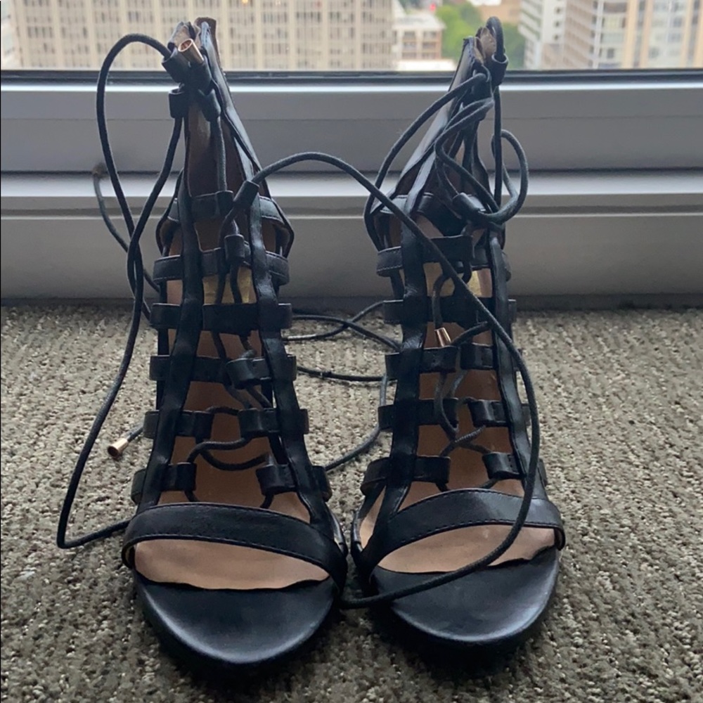 Black lace up heels